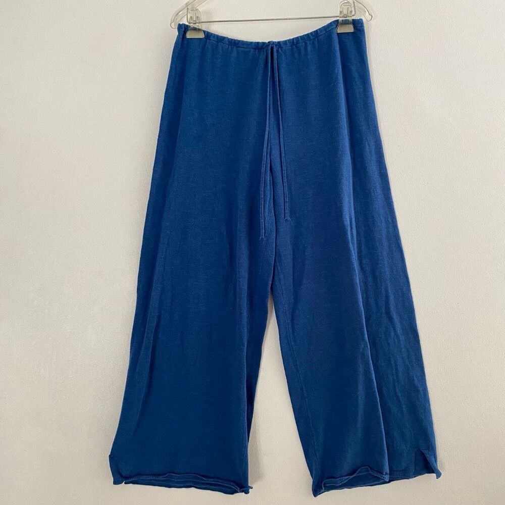 Free People Wide Leg Lounge Pants Blue Drawstring Casual Boho Size S